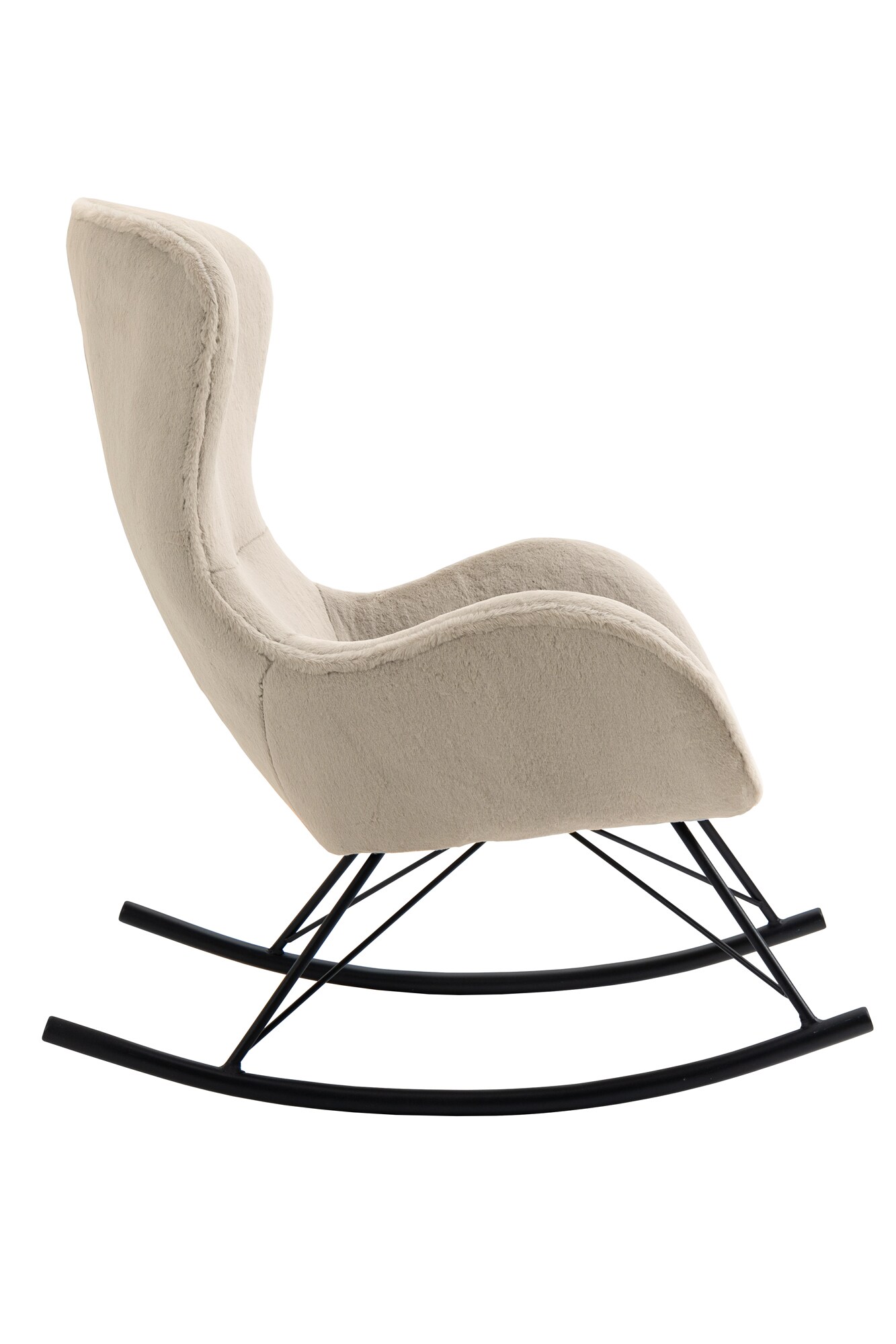 Schaukelstuhl Lammfelloptik beige Schwingstuhl Schwingsessel Schaukelsessel