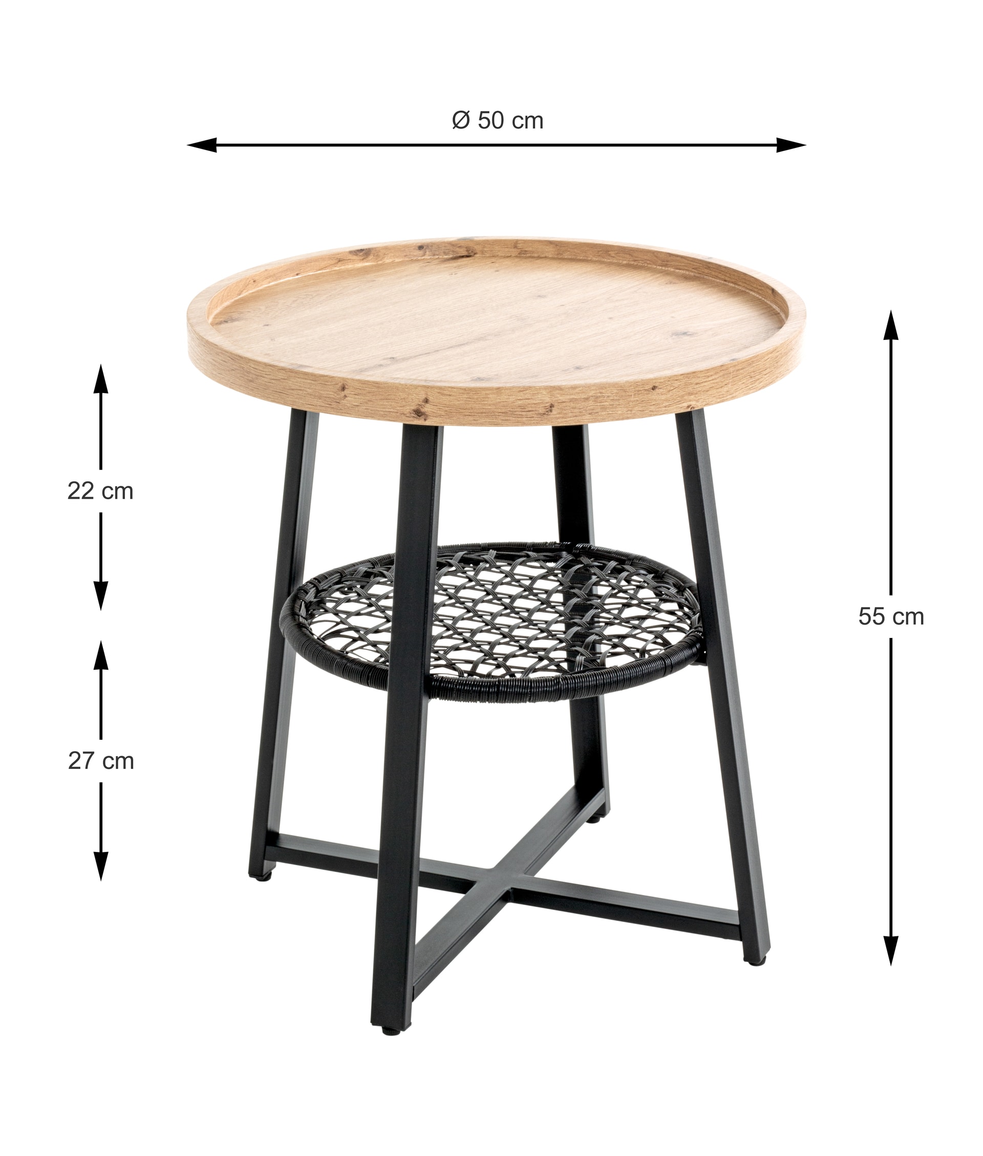 Beistelltisch ø 50 cm Eiche-Dekor braun/schwarz