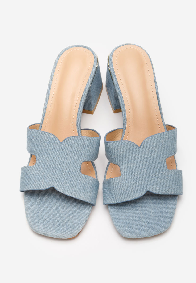 Mules à talon épais denim Velmia