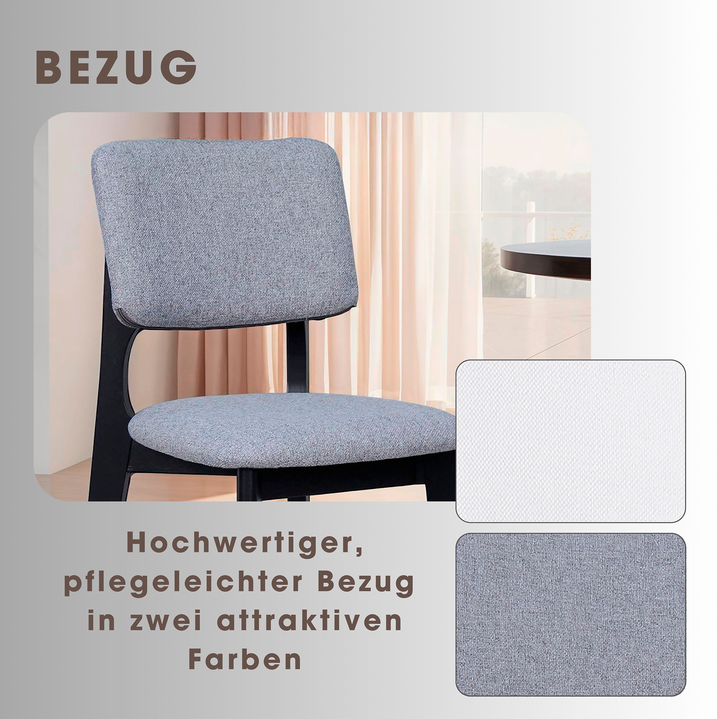 byLIVING Esszimmerstuhl »Elsa« (Set) 2 Stk.modern gemütlicher Massiv - Holzstuhl mit hochwertigem Webstoffpolster