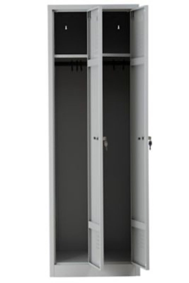PROREGAL Garderobekast Camel 2 compartimenten HxBxD 180 x 60 x 50 cm Cilinderslot Grijs