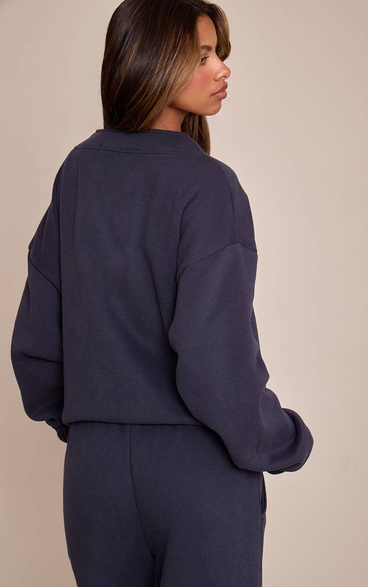 Bleu Marine Sweat Petite Avec Boutons Et Poches Latérales