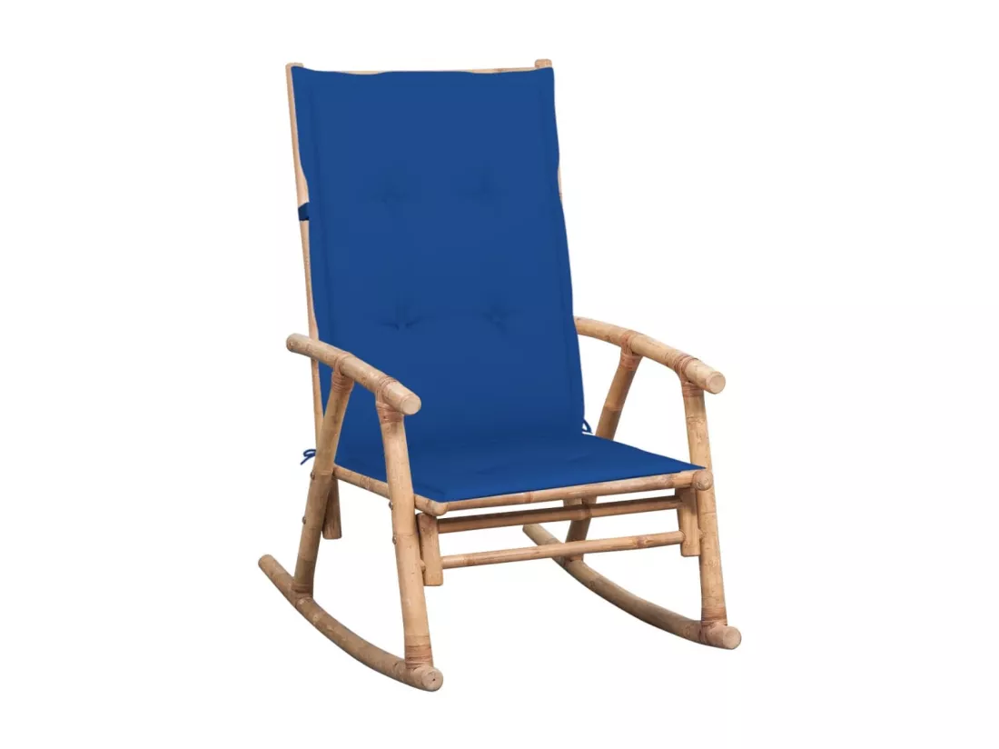 Chaise à bascule avec coussin Bambou 4