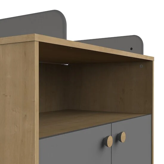 Gabin Commode à langer 2 portes   Chêne hamilton / Gris graphite        de               CBA Meubles