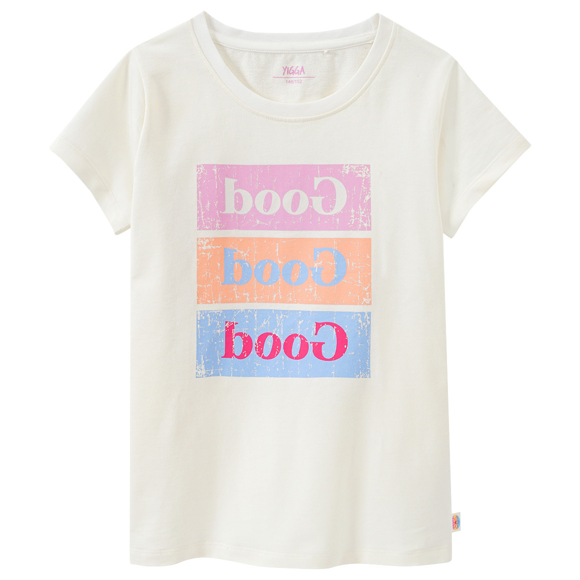 Yigga Mädchen T-Shirt aus Bio-Baumwolle cremeweiss