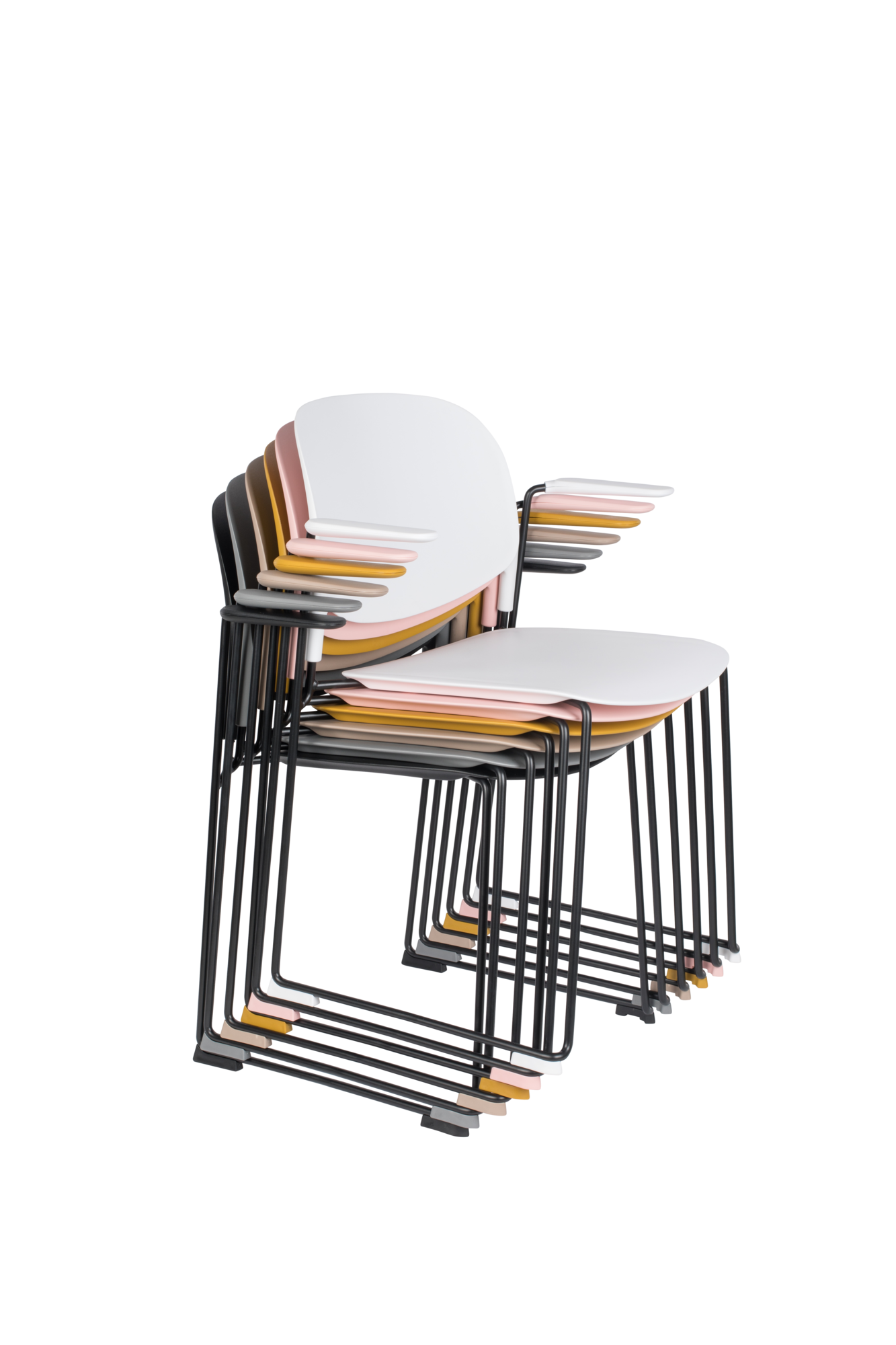 Eetkamerstoel Stacks met armleuningen roze (set van 4)