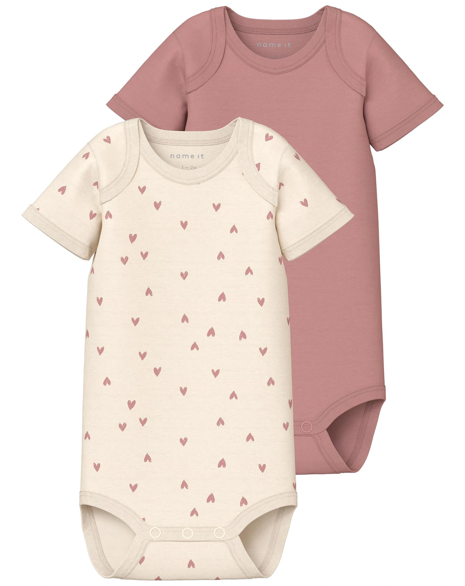 Kurzarm-Body NBFBODY HEARTS 2er Pack in beige/rosa