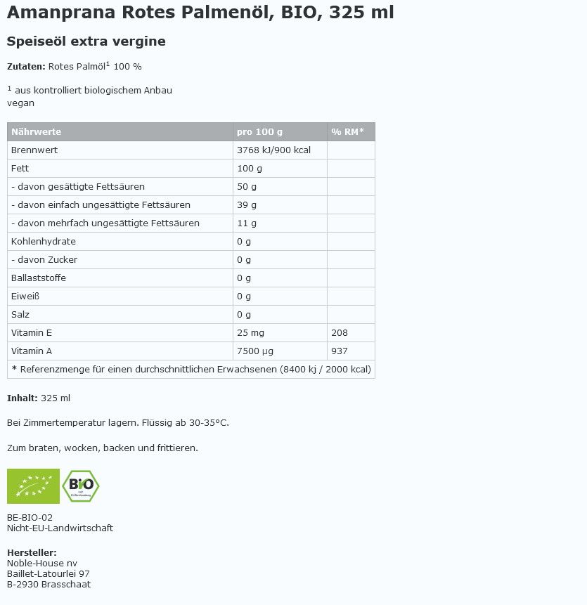 Rotes Palmenöl von Amanprana