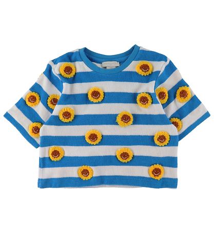 Stella McCartney Kids T-Shirt - Frottee - Blau/Weiß gestreift m.