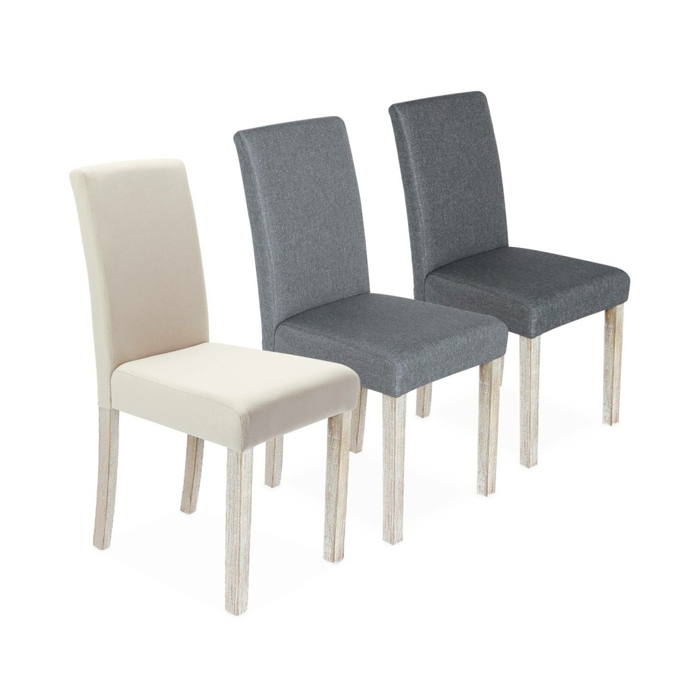 Lot de 4 chaises - rita - chaises en tissu. Pieds en bois cérusé. Beige