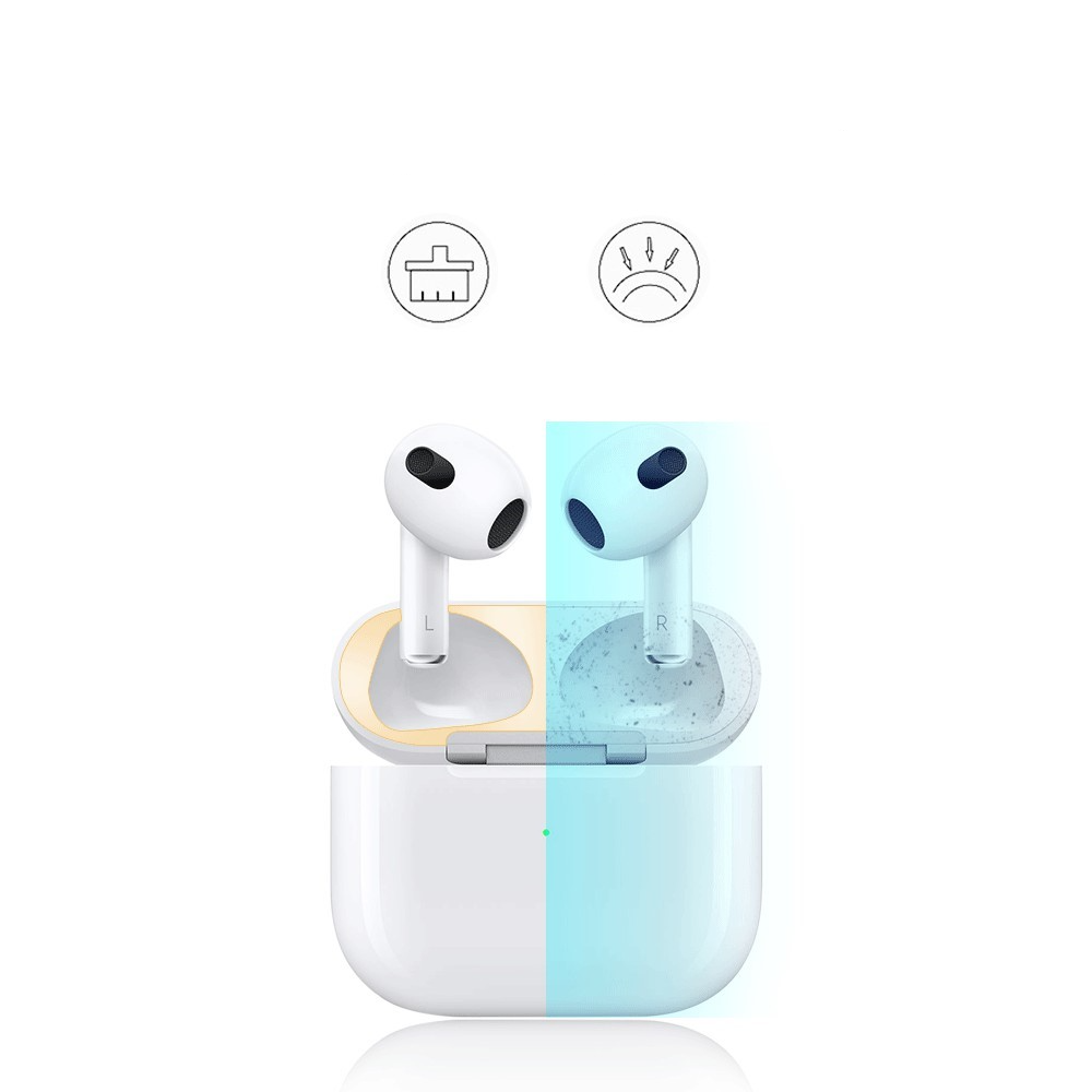 (2-tlg. Set) Apple AirPods (3. Generation) Skin Sticker Staubschutz Klebefolie - Silber