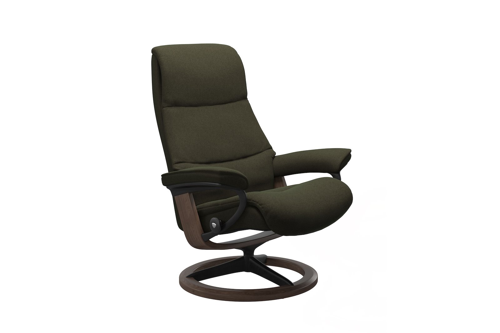 View lenestol Tekstil Calido Green – Signature understell – Sort – Valnøtt - Medium