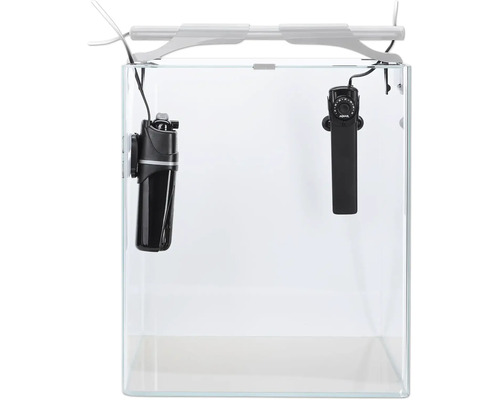 OptiBent 70 wit aquarium, ca. 68 liter, met LED-verlichting, verwarming, binnenfilter en bodem, wit glazen nano-aquarium