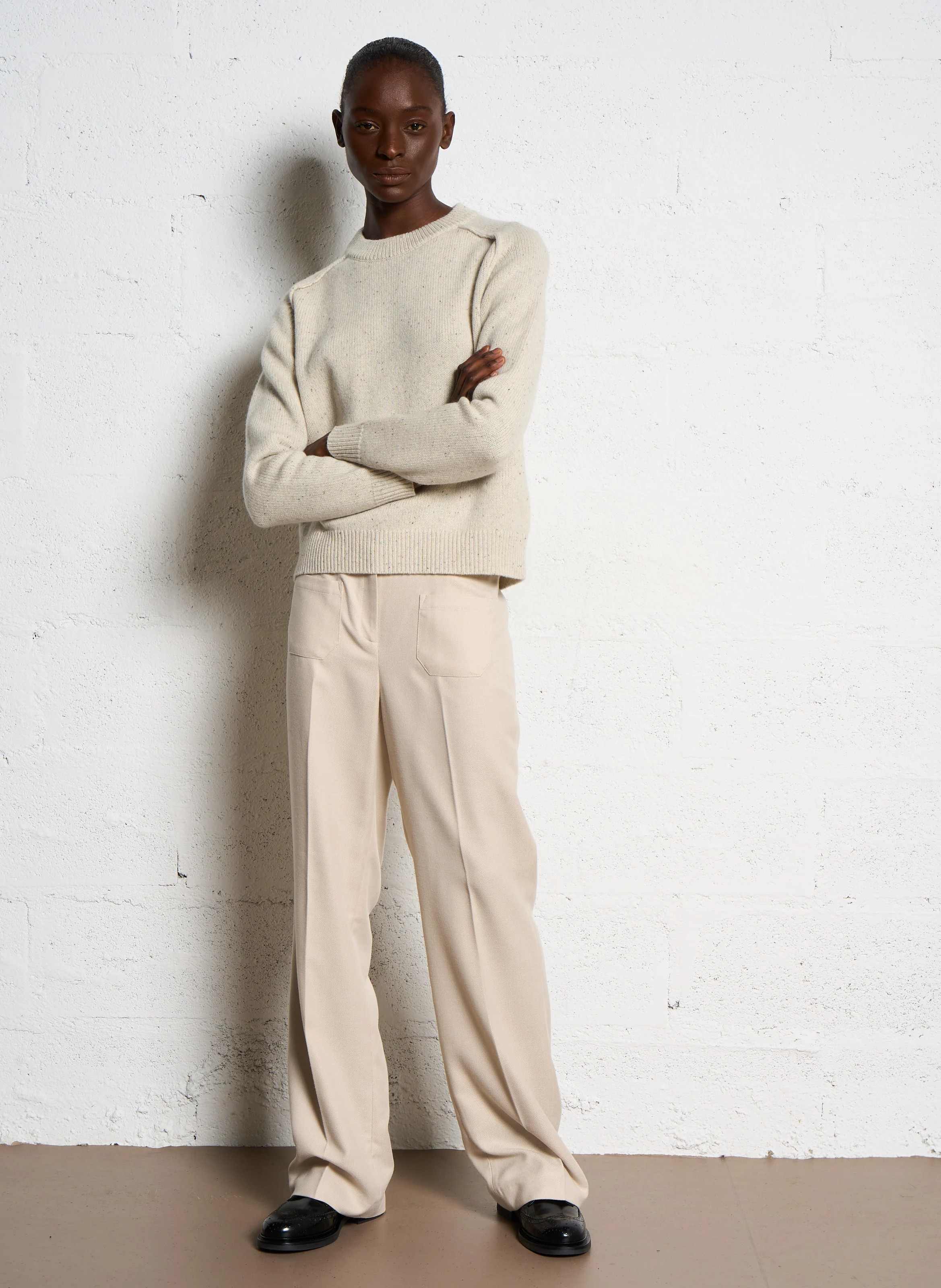 CEANE - Pull col rond en laine | Blanc