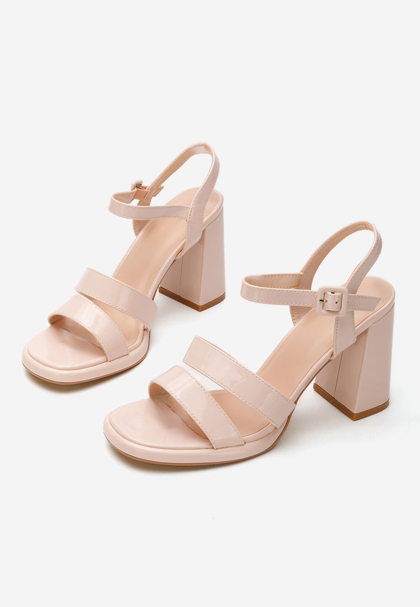 Sandales à talon épais beige Leonore