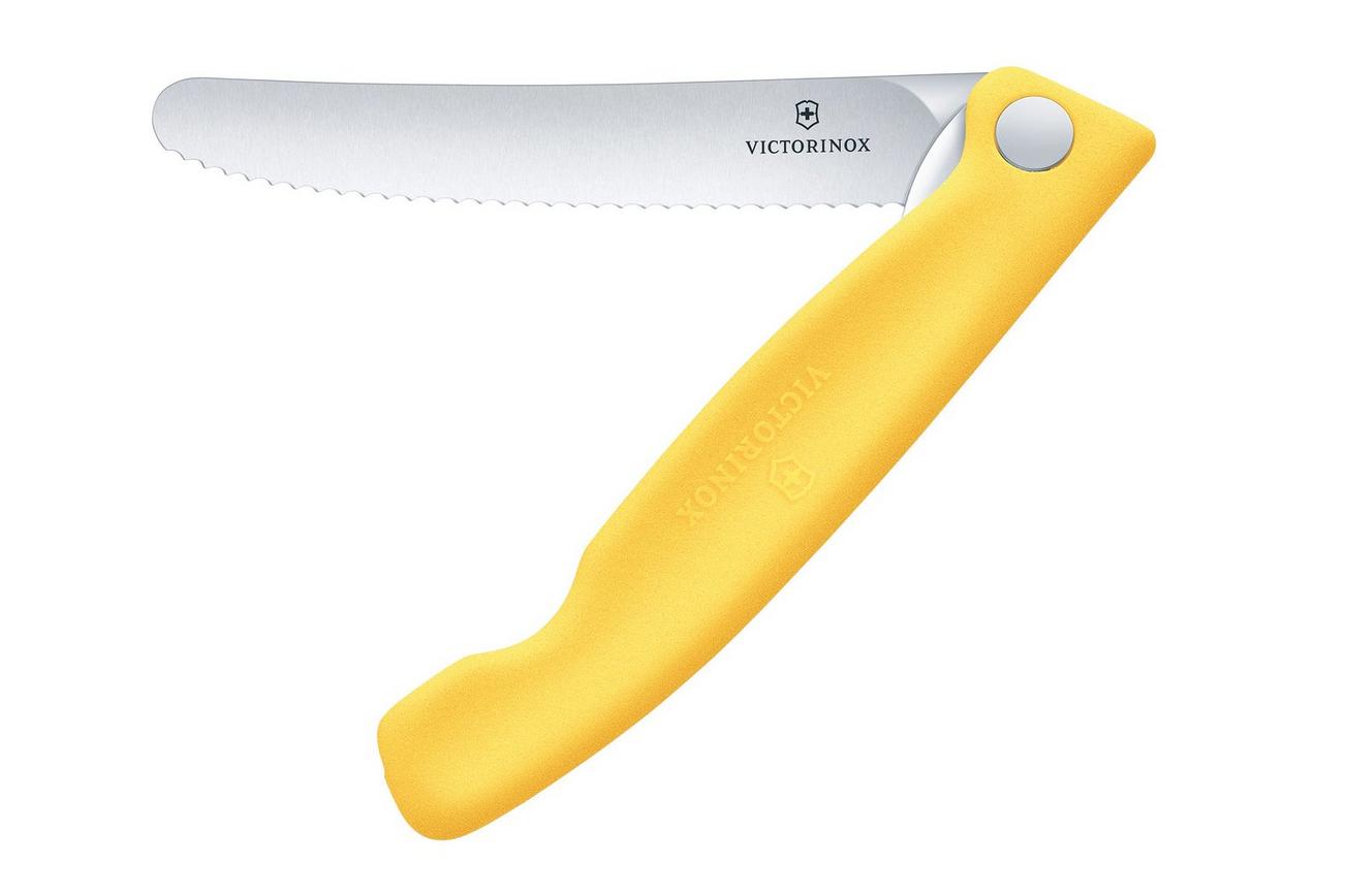 Victorinox Swiss Classic Picnic Knife 6.7838.FC1 Wavy, Yellow, vouwbaar gekarteld groentemes
