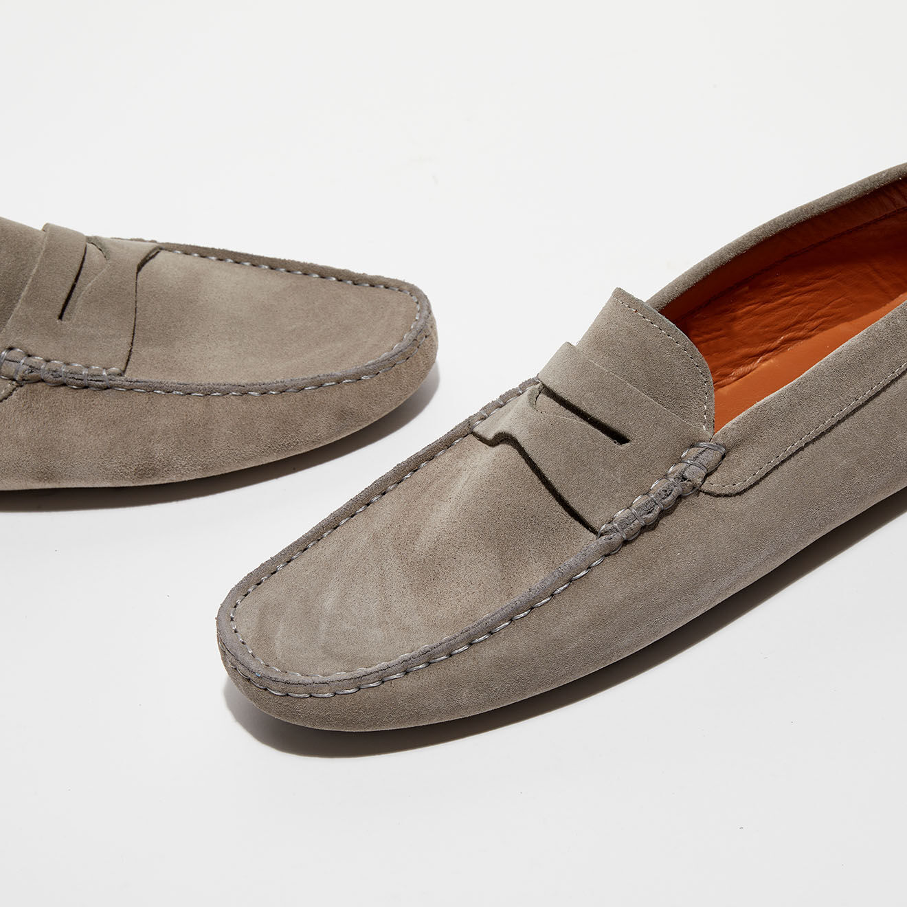 Loafers Mocassins en Velours de Cuir Martin gris