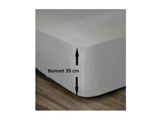 LOVELY HOME Drap Housse 100% Coton 160x200cm - Bonnet 35cm - Gris clair