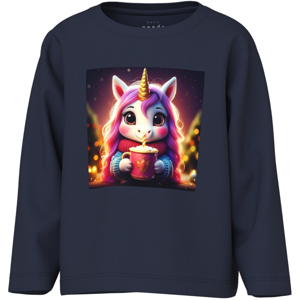 Køb Name It Navy Blazer Hot Cocoa Unicorn Nmfvotea Ls Nreg Top