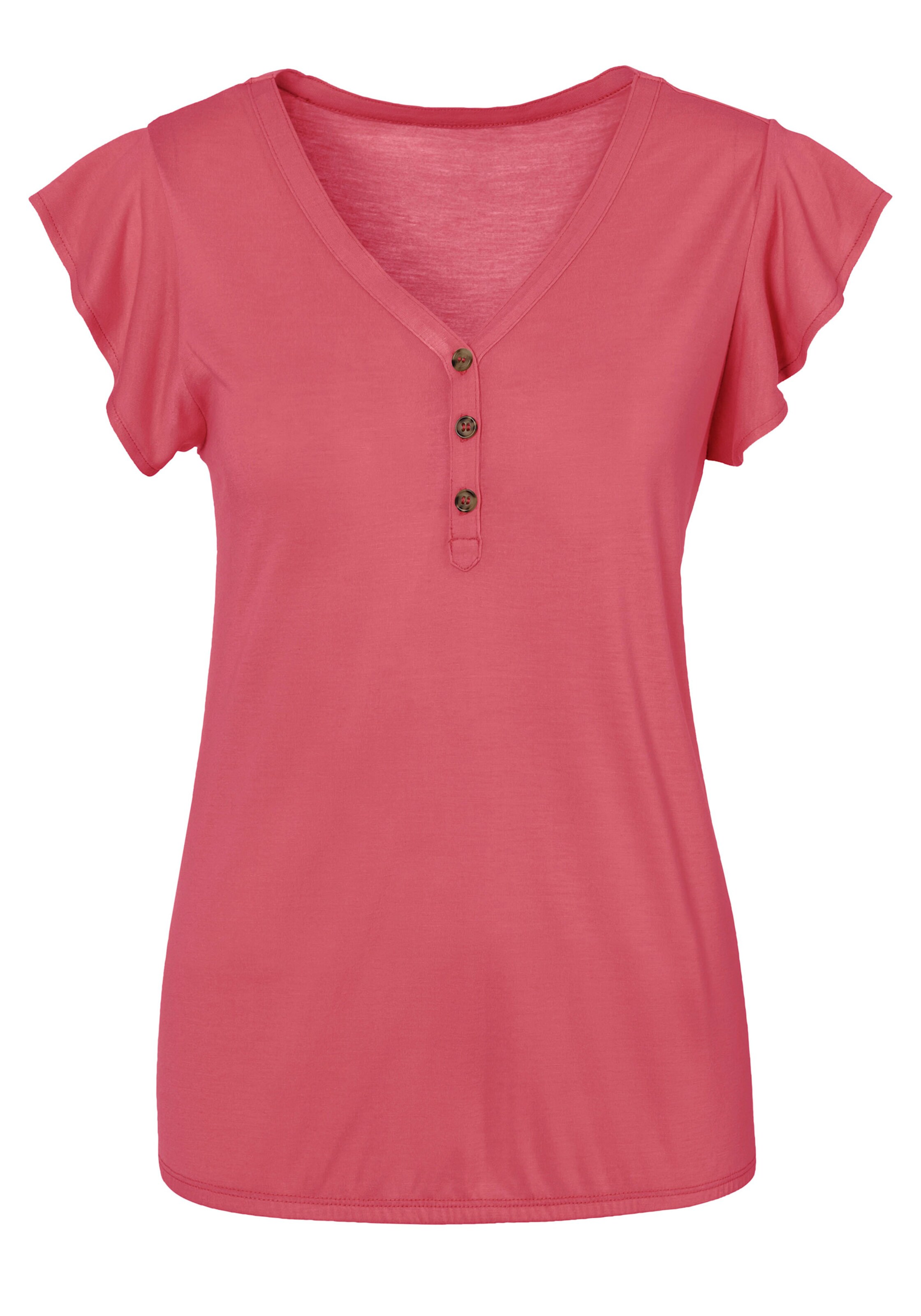 Vivance Kurzarmshirt in bedruckt, beere uni