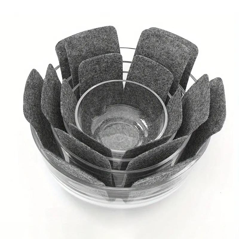 (12er Set) Ø26-38cm Filz Pfannen Schutz Anti-Rutsch Schoner für Pfannen / Töpfe / Schüsseln - Grau