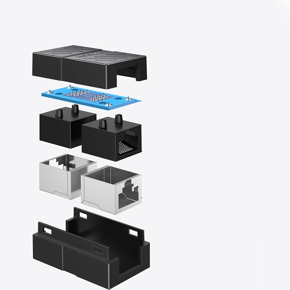 RJ45 LAN Ethernet Netzwerk Keystonejack Kabel Kupplung (20390) - Schwarz