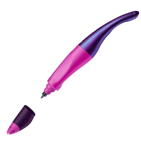 Ergonomischer Tintenroller für Rechtshänder - STABILO EASYoriginal Holograph Edition in magenta -Einzelstift - Schreibfarbe blau (löschbar) - inklusive Patrone