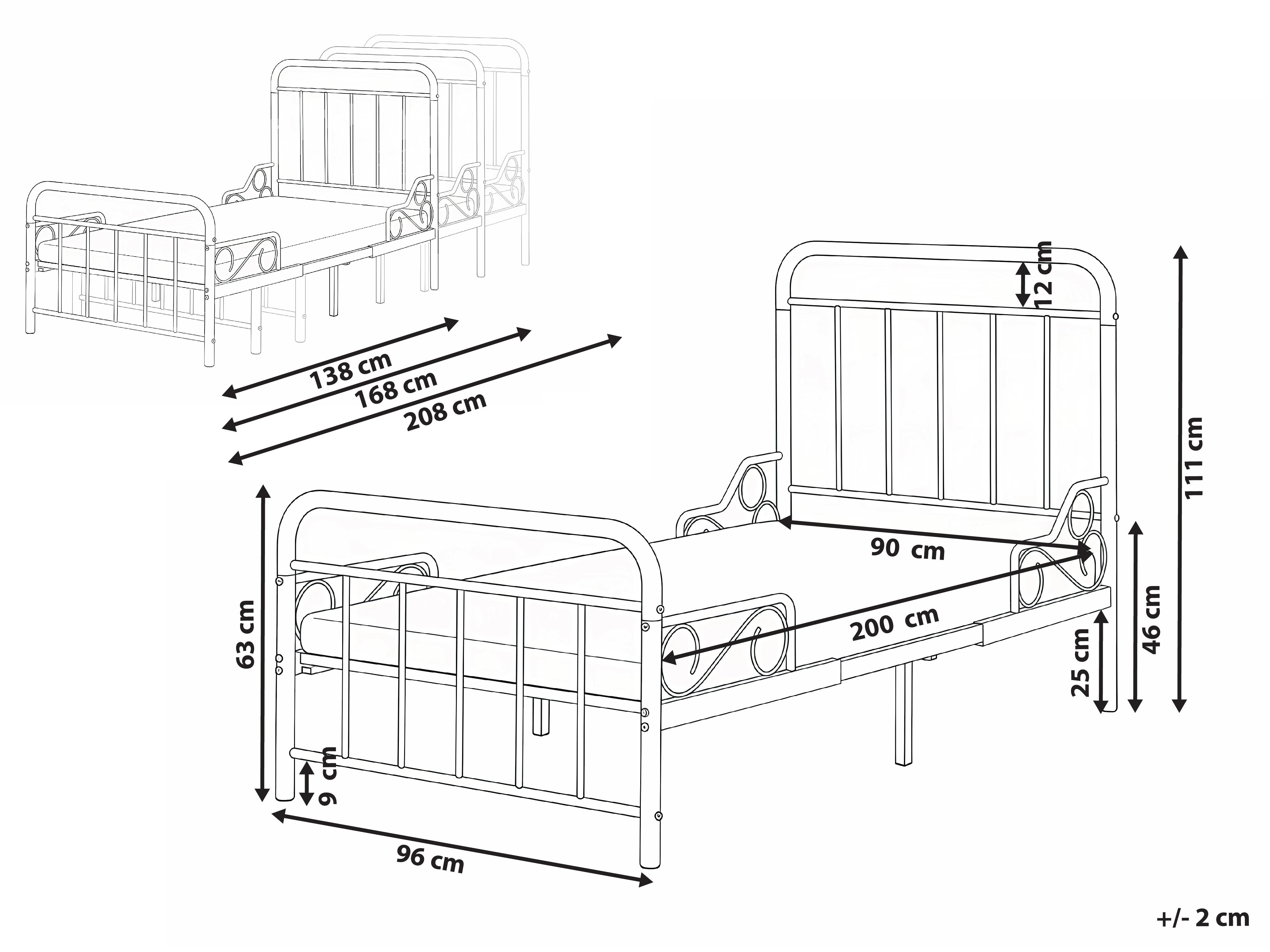 Uitschuifbaar kinderbed Metaal ANAIS 90 x 200 cm Zwart