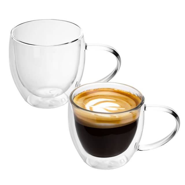 2x Kaffekop Krus Termoglas 200-300 ml Tekop Kaffeglas