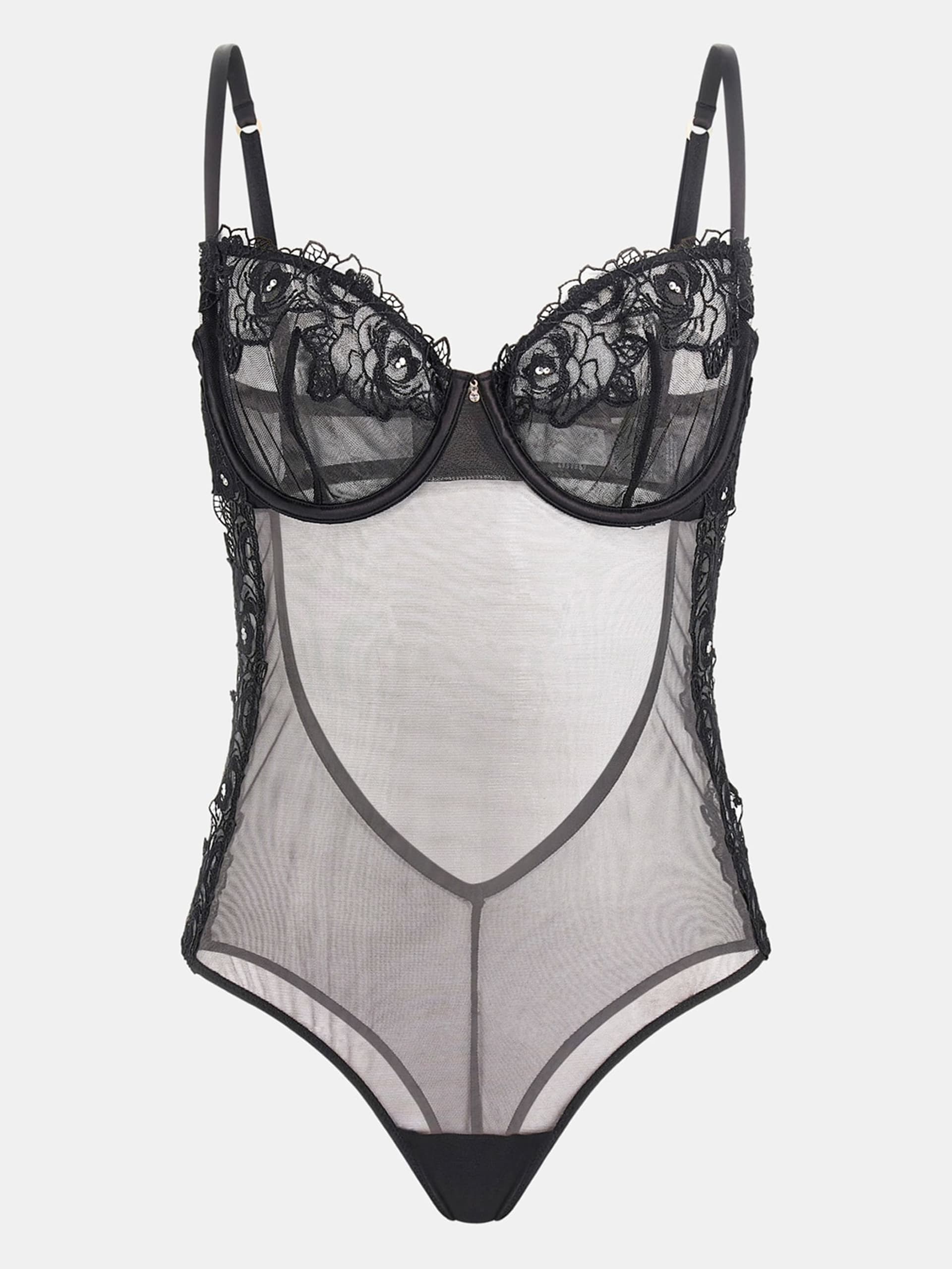 Body Lea com Apliques Florais e Detalhe de Sacada
