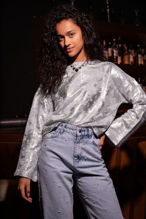 Zilverkleurige sweater metallic