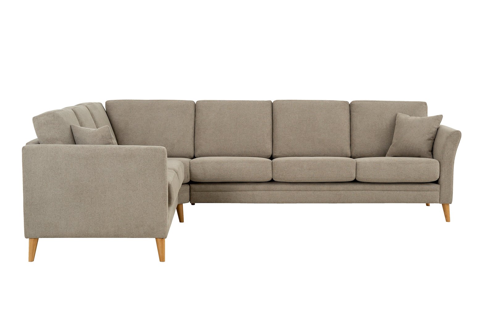 Eden hjørnesofa 23 hjørne i tekstil Brooklyn 9 Cappuccino med ben i eik natur (15137).