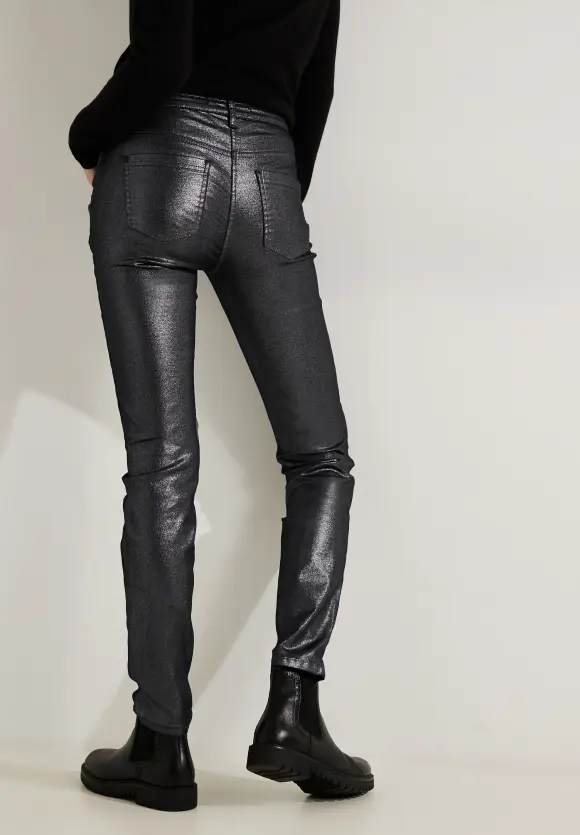 Casual Fit Hose mit Coating - silver metallic