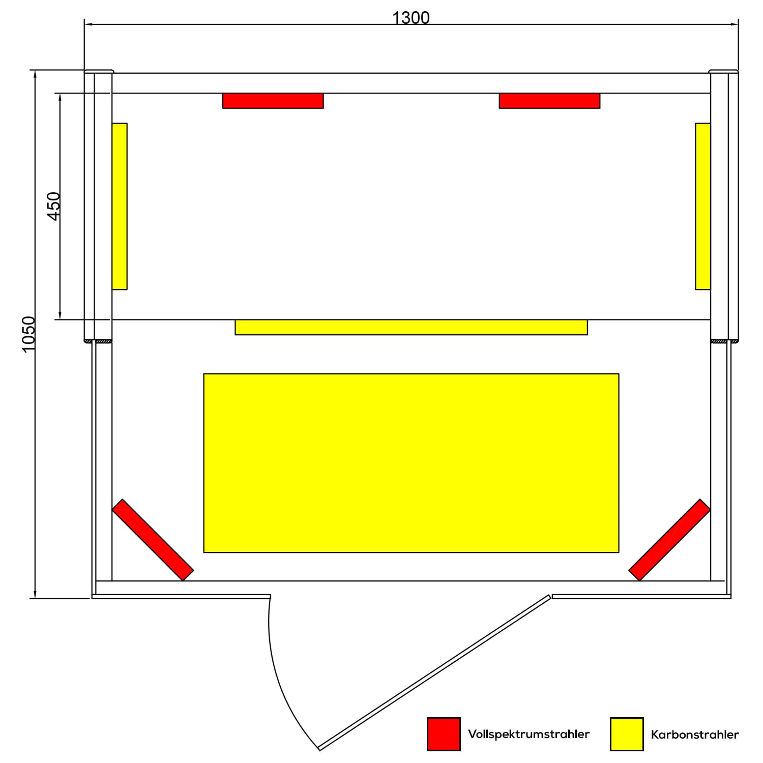 Dewello® Infrarotkabine Infrarotsauna KINGSTON 130cm x 105cm inkl. 4 Vollspektrumstrahler, 2 Karbonstrahler, 2 Personen