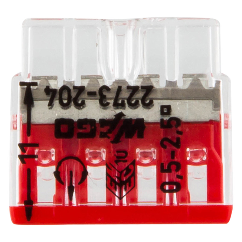 Wago lasklem 0,5 - 2,5mm² 4-polig rood