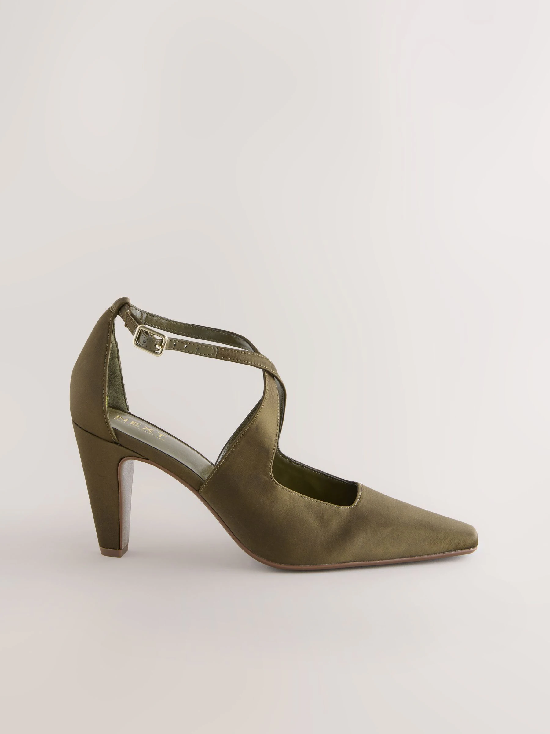 Olijfgroen - Cross-Over Point Toe Court Heels