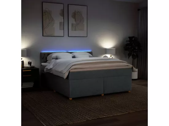Sommier à lattes de lit avec matelas Gris foncé 180x200cm Tissu