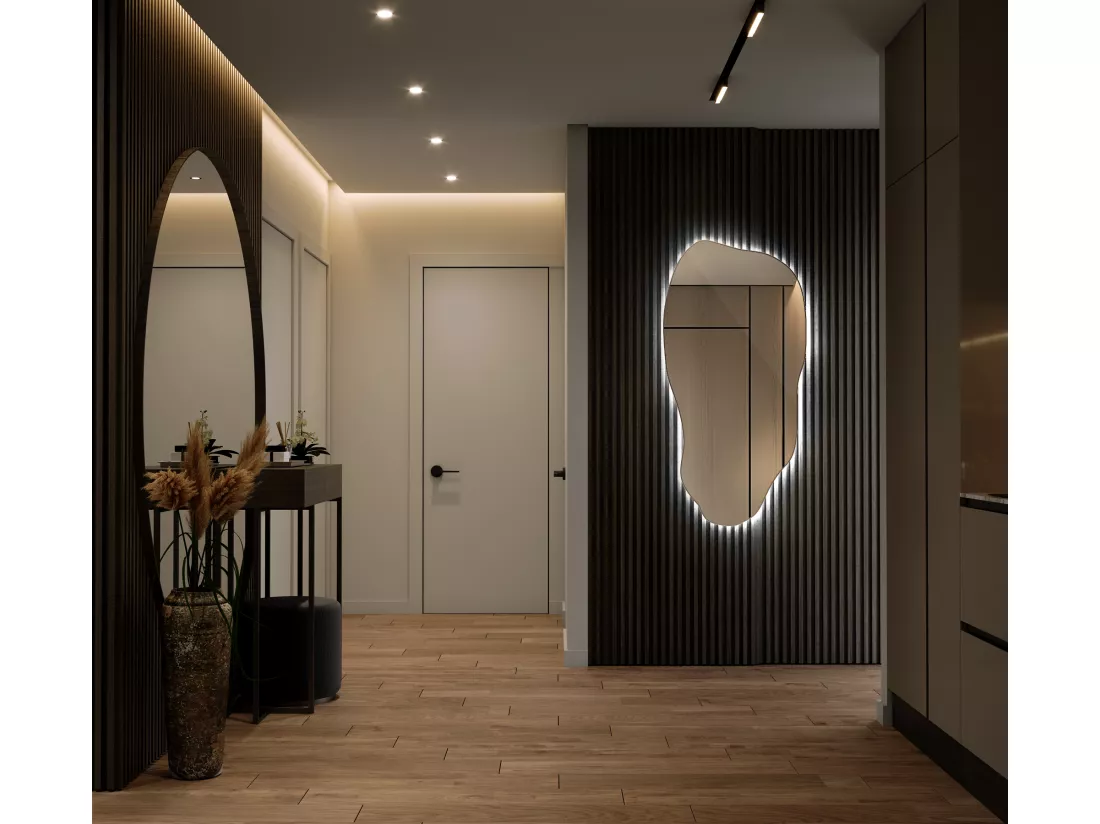 Miroir LED froid forme irrégulière style moderne unique 45 cm x 90 cm - lumière froide