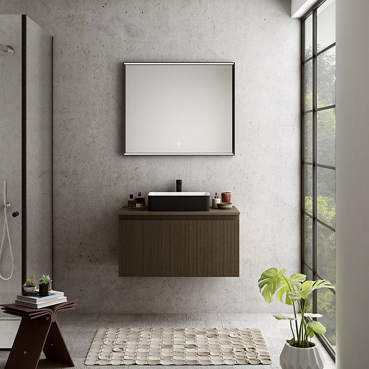 Plan de toilette pour vasque à poser finition noyer 90 cm Pura