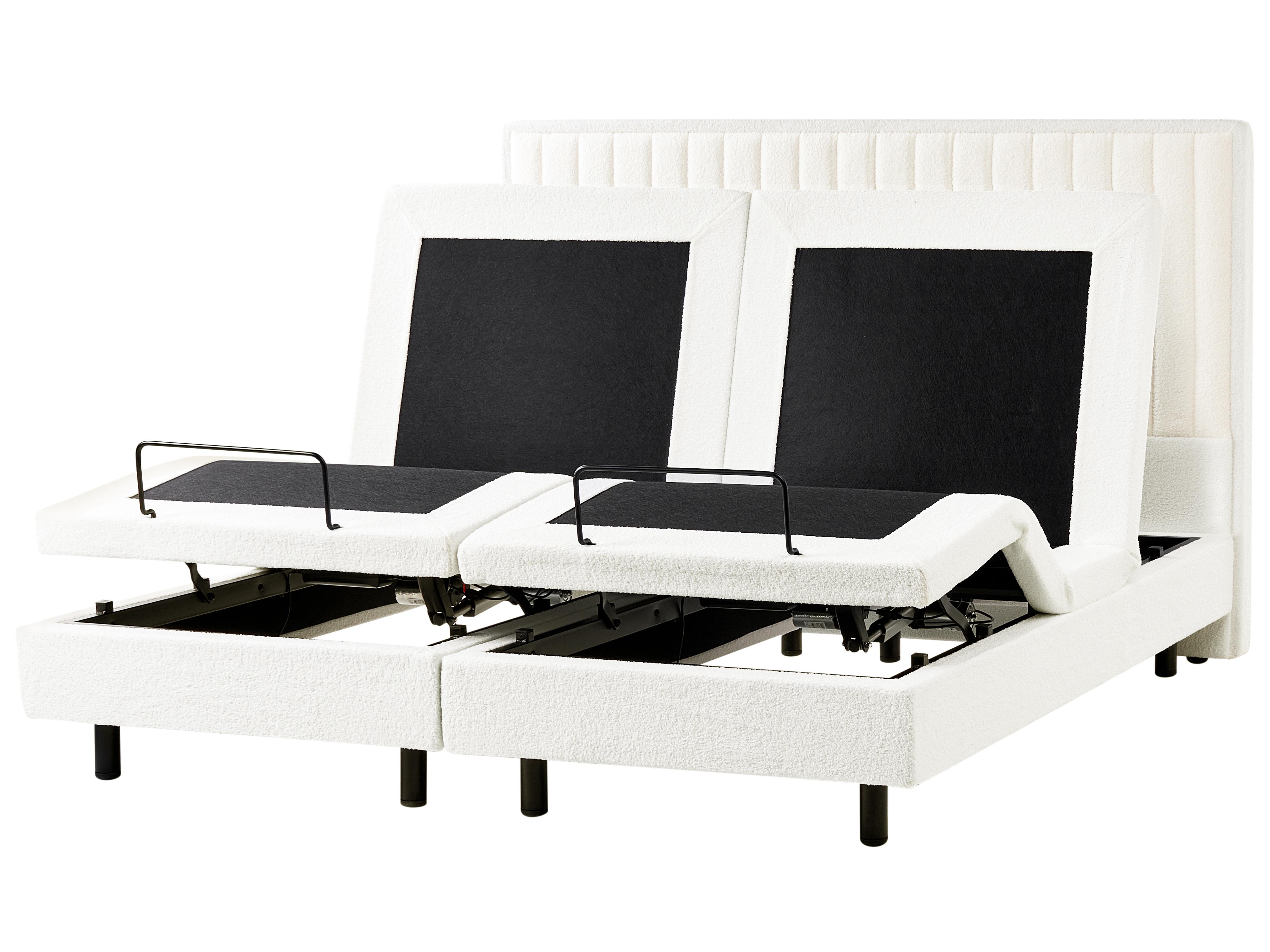 Verstelbaar bed Bouclé CASTELLAN 180 x 200 cm Gebroken wit