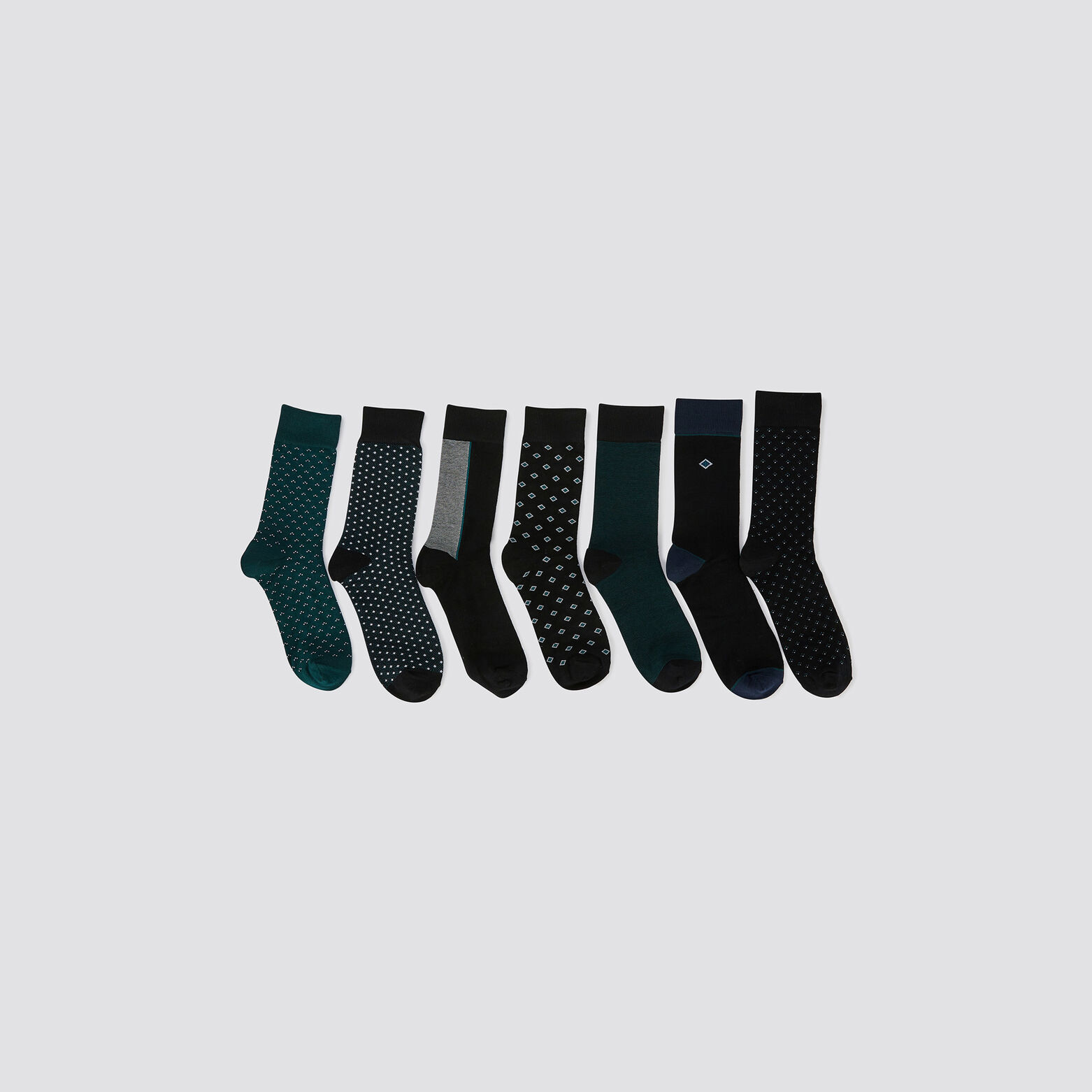 Coffret cadeau de 7 paires de chaussettes fantaisi Noir/ Gris