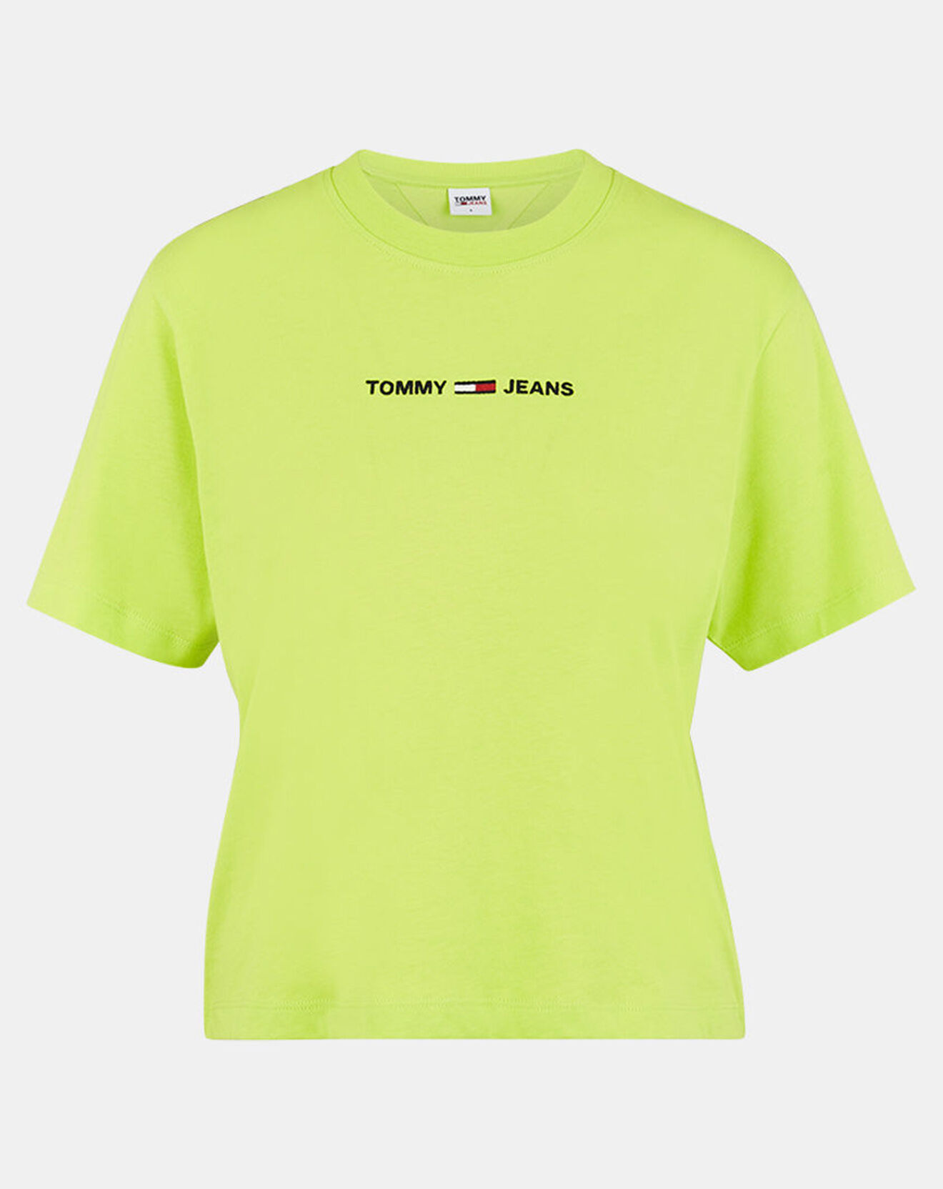 Tommy Jeans T-Shirt 100% Coton Bio Linear Logo vert fluo