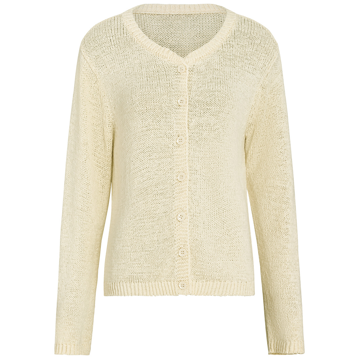 Gina Benotti Damen Strickjacke mit Knopfleiste creme
