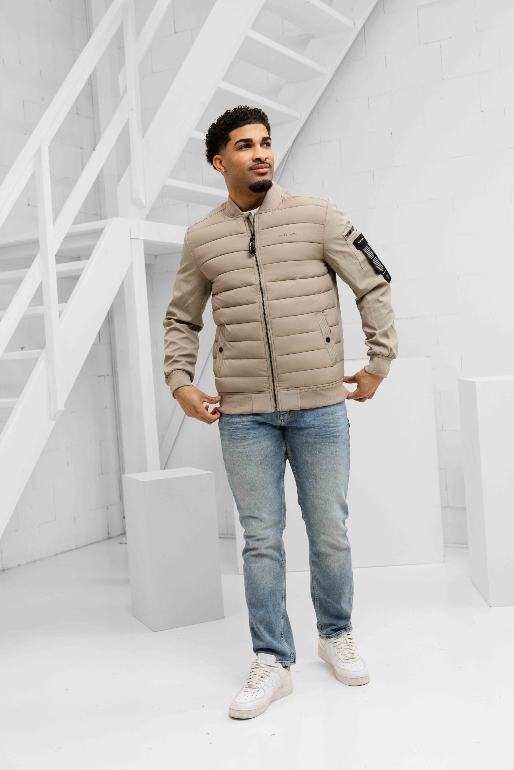 Pure Path Padded Soft Shell Jas Heren Beige