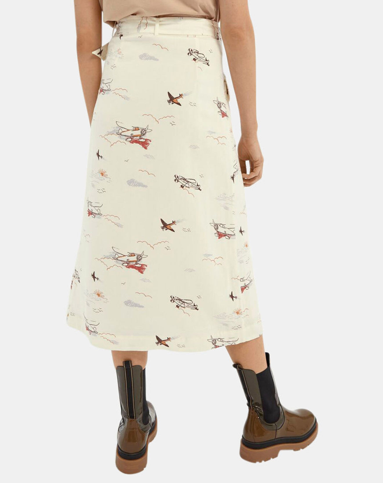 Scotch & Soda Jupe Portefeuille Print Avion écrue