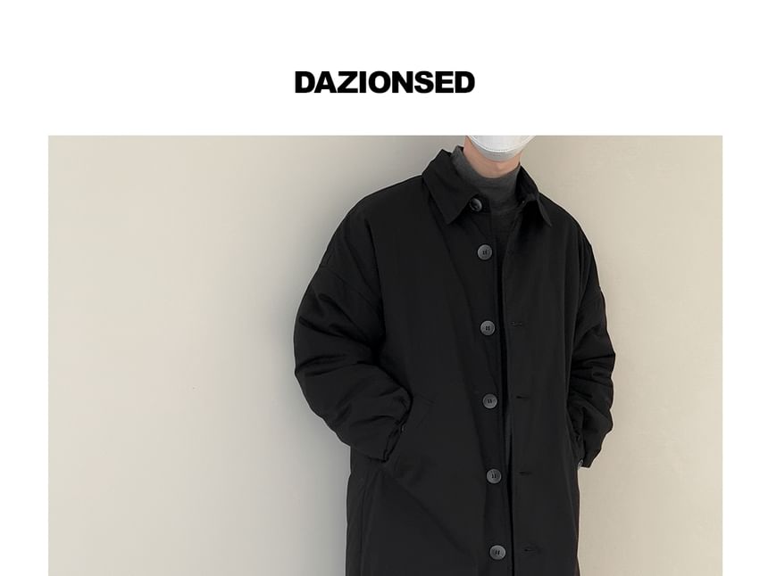 DAZO Studios - Effen fleecegevoerde jas met kraag en enkele rij knopen