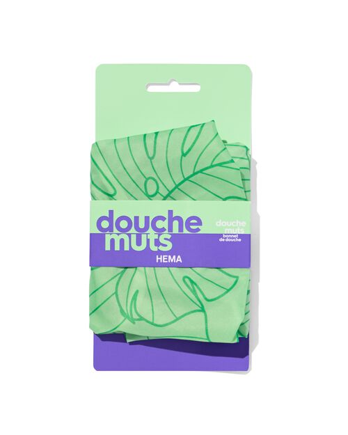 bonnet de douche vert avec feuilles
