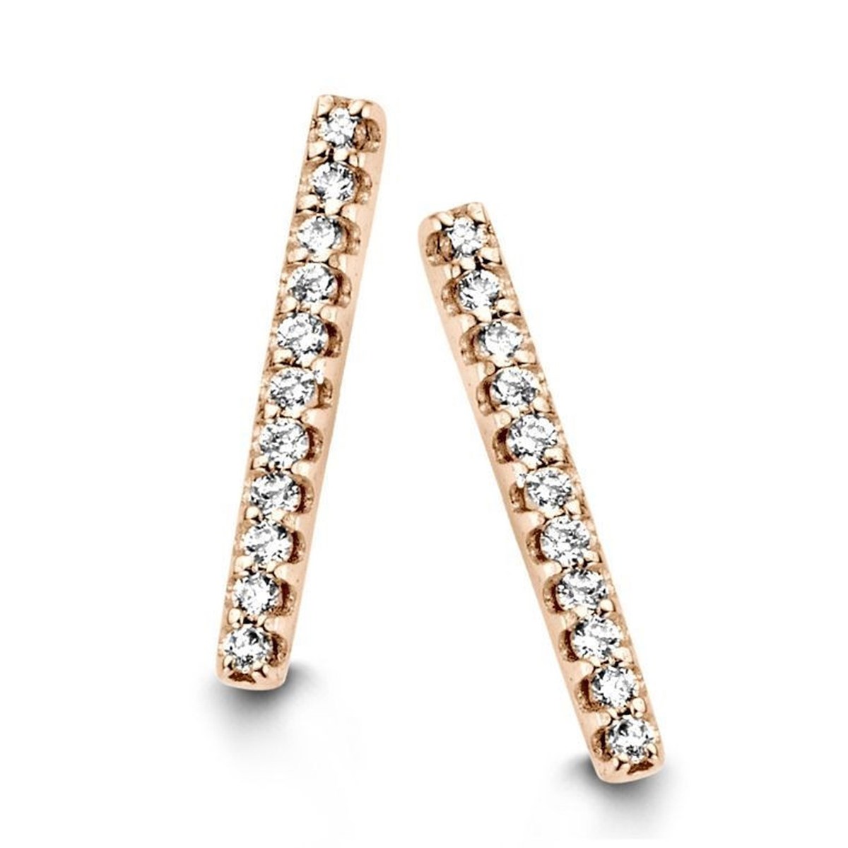Boucles d'oreilles barrette or rose diamants