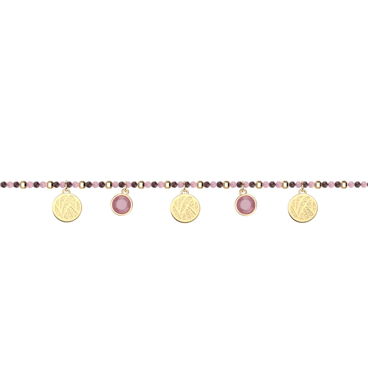 Bracelet Les Georgettes collection Les Cadettesdoré et perles roses