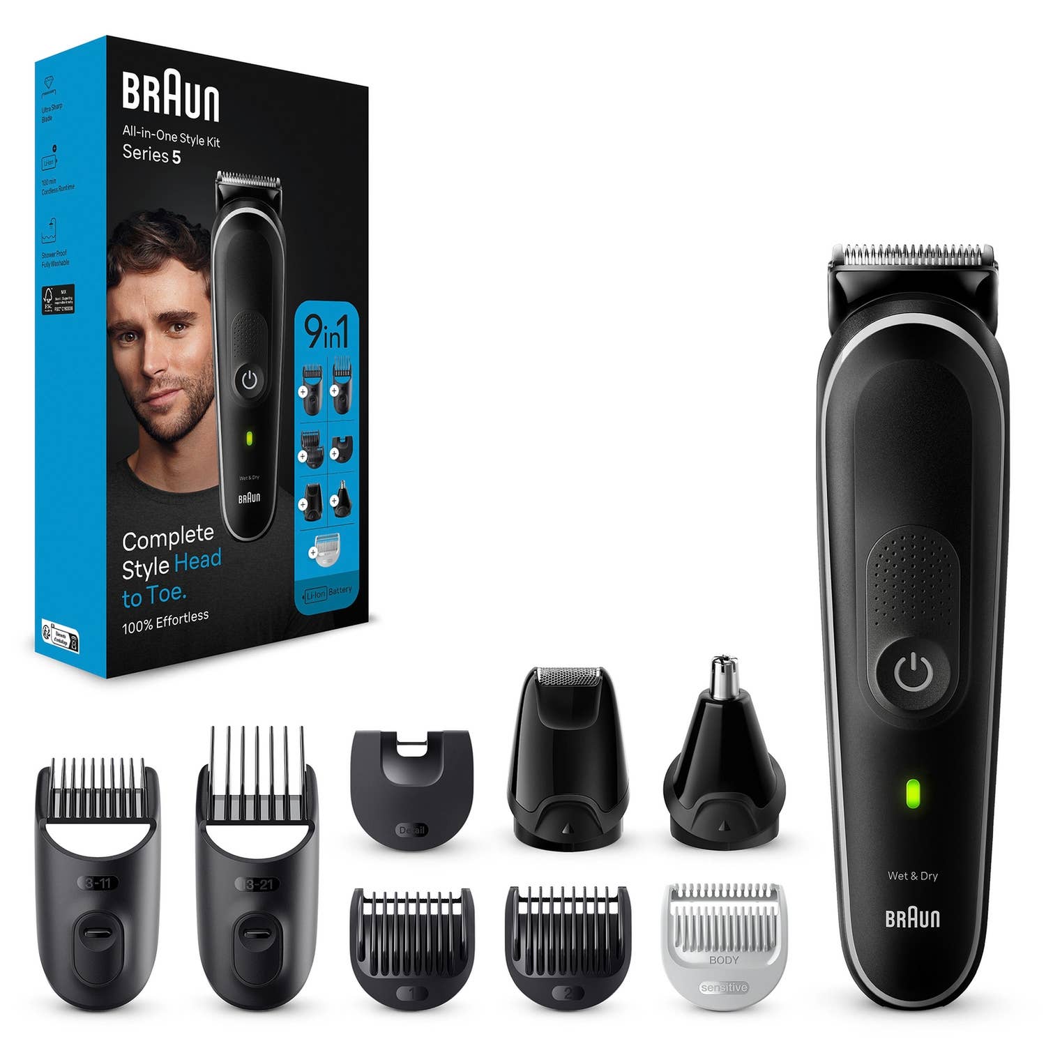 Braun All-In-One Style Kit Series 5 MGK5410, 9-in-1 Kit For Beard & Hair